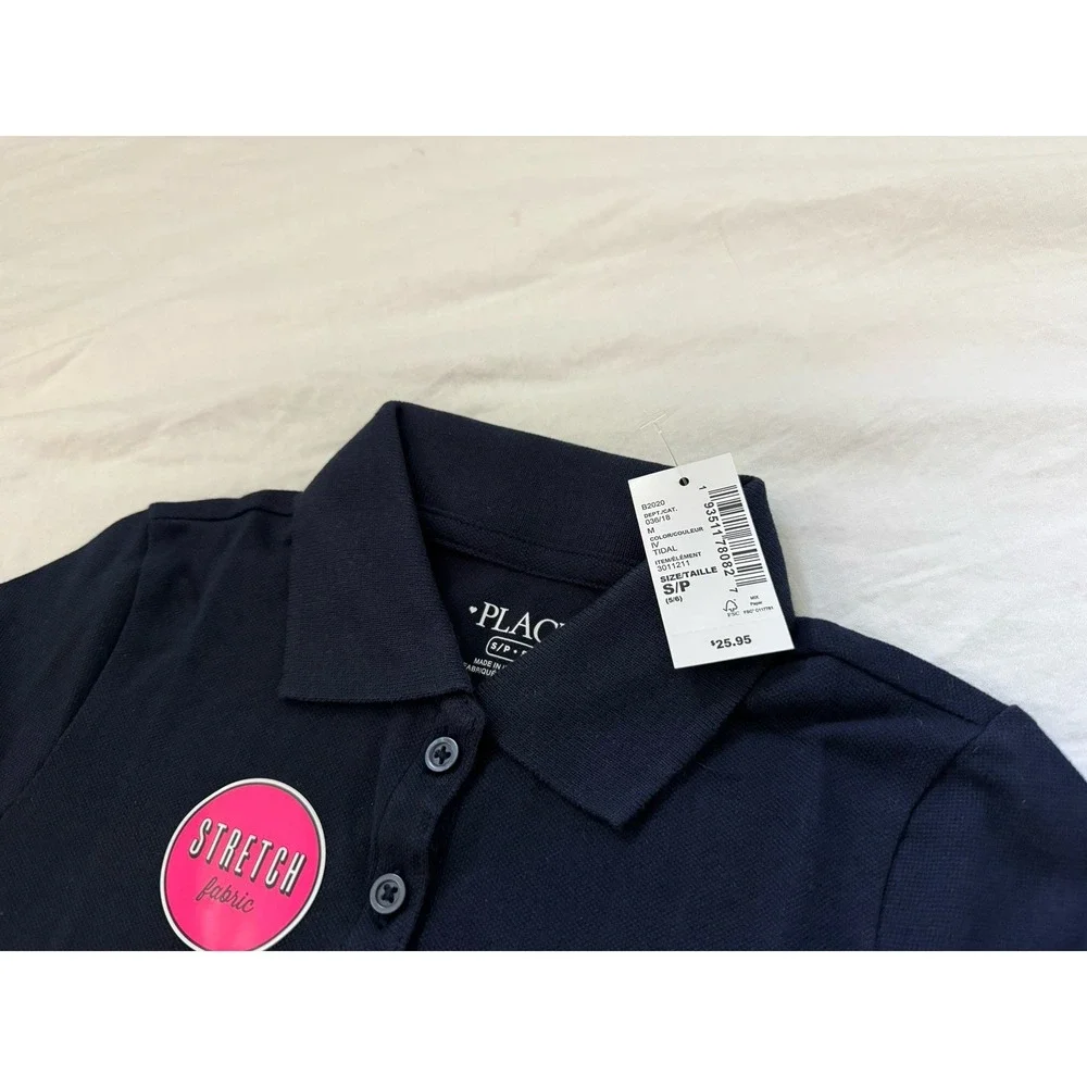 2Pk The Children's Place Polo Shirt Girls S 5/6 Blue Stretch School Uniform Top
